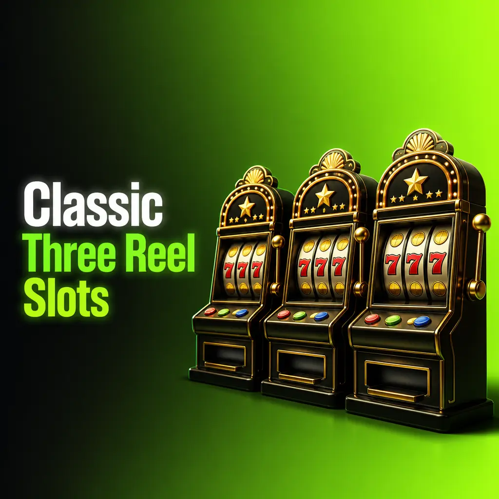 Classic three reel slot machine with single payline, featuring titles like Mega Joker, Jackpot 6000 and Fruit Shop