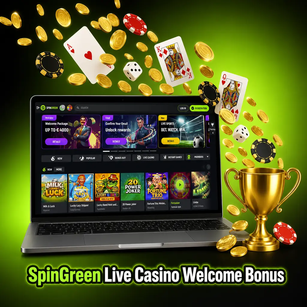 SpinGreen welcome bonus for Australian players: up to AUD 4,000 plus 450 free spins across four deposits